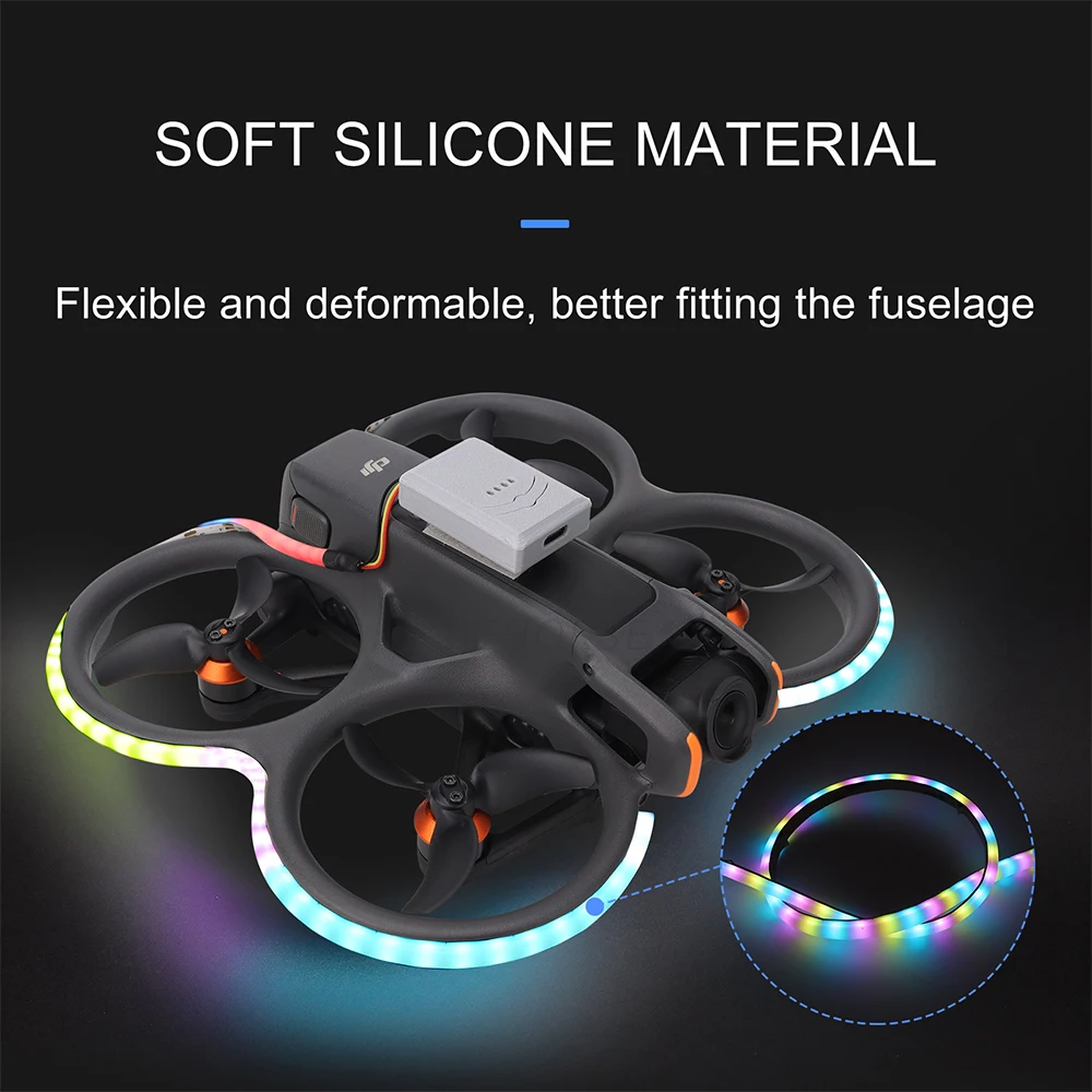 Bande lumineuse LED pour drone mini, silicone étanche, 9 modes, Bluetooth