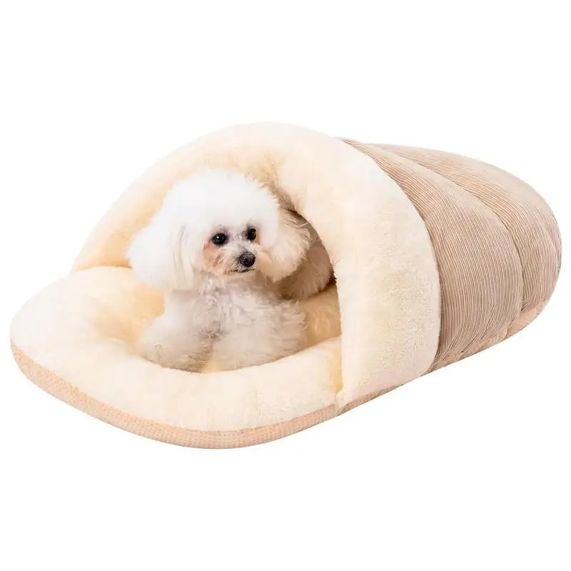 

Cozy Corduroy Cat Bed Breathable & Stable Design cat beds Fleece Lining Cozy Kitten Bed Cave for Indoor Puppy and Kitten