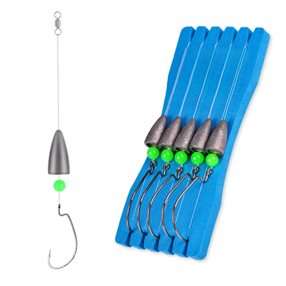 5Pcs Texas Rig Con Rolling Barrel Girevole Hook Leader Bullet Sinker Lenza Da Pesca Sinker 3.5G Per Kit Di Strumenti D'Acqua Dolce In Acqua Salata