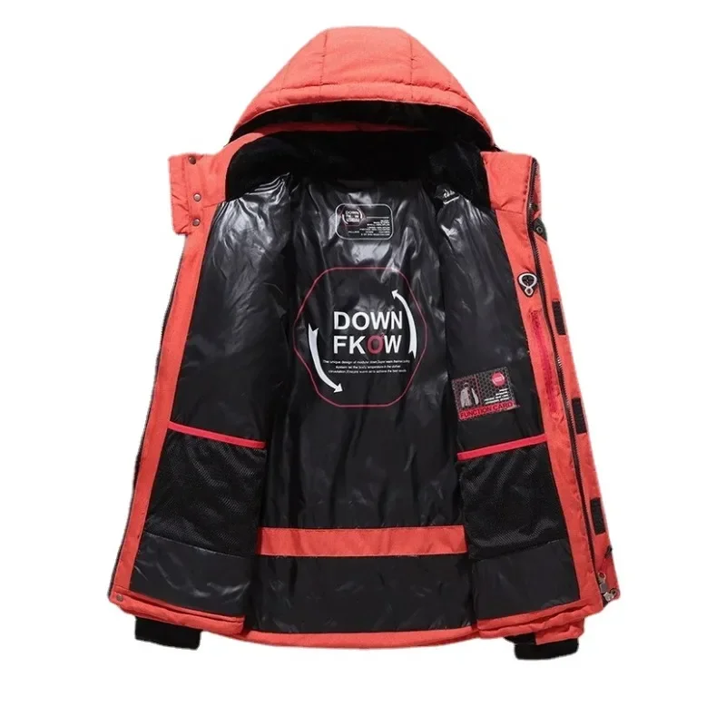 Jacket Men White Duck Winter Coat Windproof Warm Parkas Travel Camping Overcoat New in Thicken Solid Color Hooded Clothing 5XL