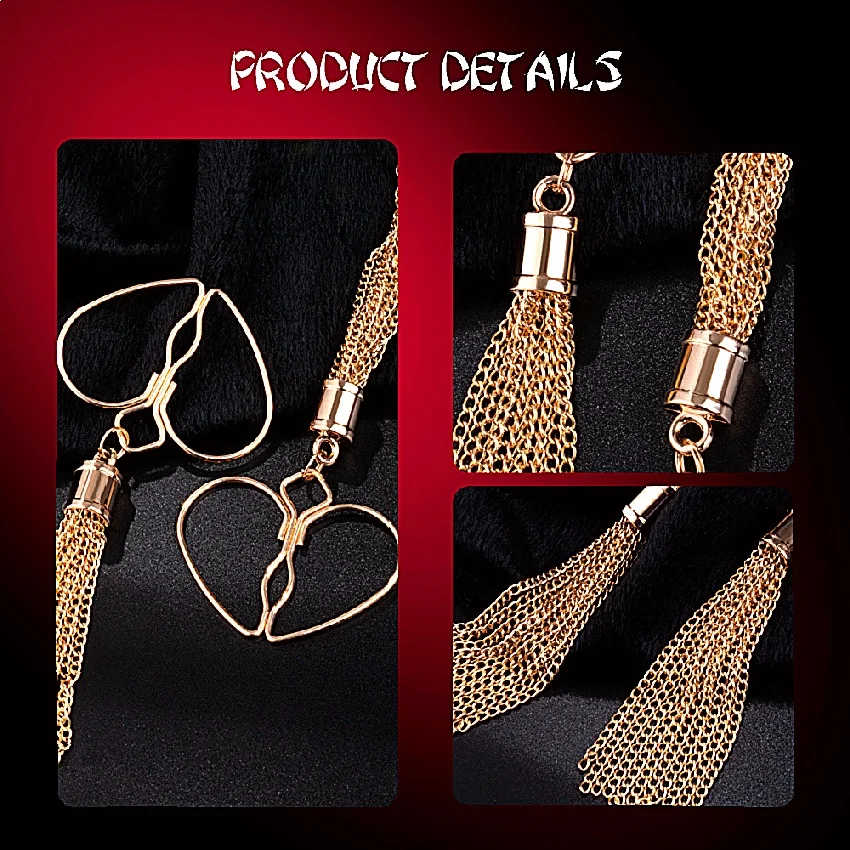 Golden Heart Peach Shaped Stainless Steel Nipple Clips With Pendant Tassels Create Flirty Non Piercing Jewelry For Women_voghion.com