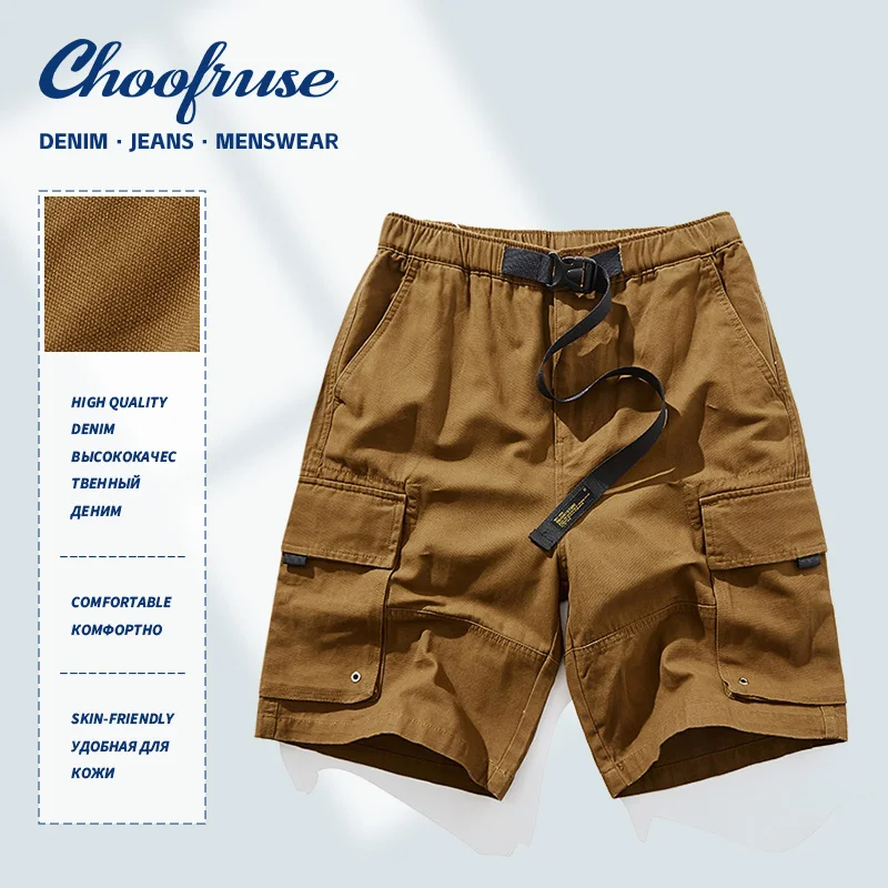 

Летние мужские тонкие повседневные американские комбинезоны до колен брюки-карго в стиле ретро свободные шорты Amikaki