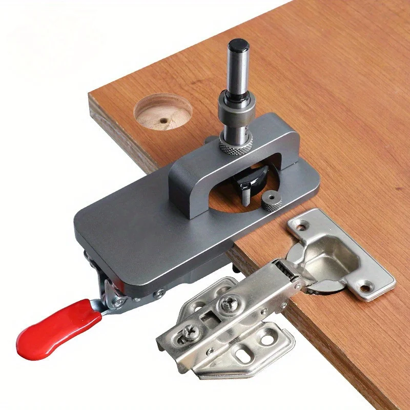 35-mm-Scharnier-Bohrlehre-Set – verdeckte Scharnier-Bohrführung – Scharnier-Lochöffner-Schablonen-Stanzer-Locator aus Aluminiumlegierung