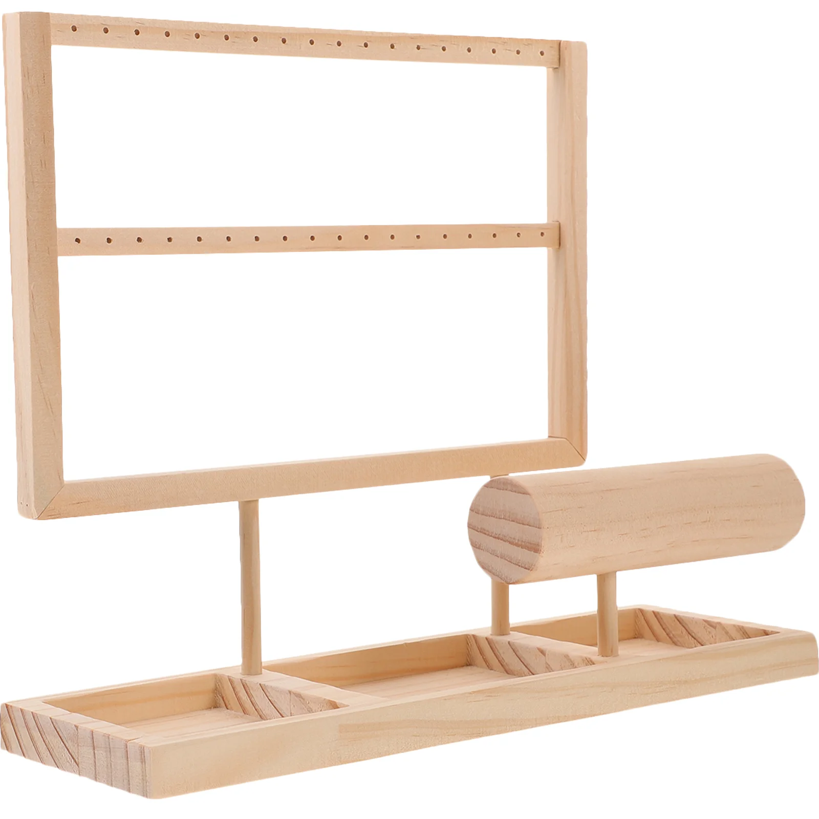 

Earring Display Stand with Wooden Tray Jewelry Display Rack Earring Bracelet Organizer