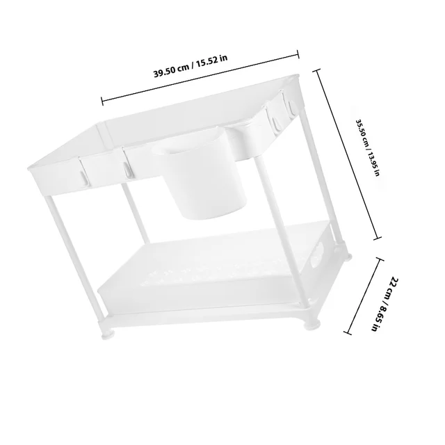 ชั้นวางของใต้ซิงค์แบบเลื่อนได้ 2 ชั้น ขยายได้ สำหรับจัดเก็บในครัว ชั้นวางขวดเครื่องปรุง อุปกรณ์ในบ้าน 5