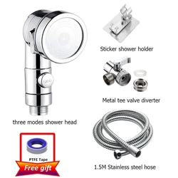 Premium Handheld Shower Head with Adjustable Diverter Valve for Home and Kitchen Faucets (SIiver set C)