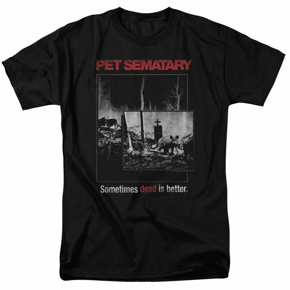 Pet Sematary Cat Poster T Shirt Mens Con Licenza Horror Movie Tee Black