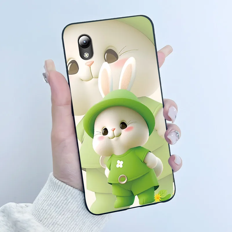 Luxury Cute Love Rabbit Cartoon Black Silicone Shockproof Case