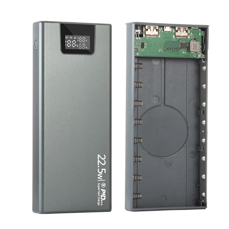 DIY 8 Slots 18650 Battery Case Metal Battery Power Shell PD Shell (Battery Not Included) battery storage box battery holder battery power bank box