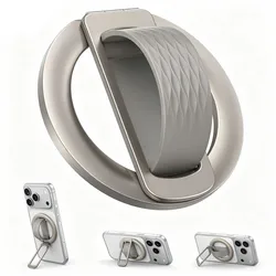 Soft Silicone Magnetic Finger Ring Holder & Foldable Phone Grip Bracket (Titanium)