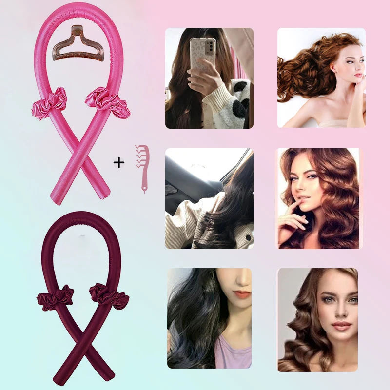 Hair Curlers hair styling tool hair curling tools No Heat Curly Hair Products Set Heatless Curls Rollers Short Long Overnight Curls Headband