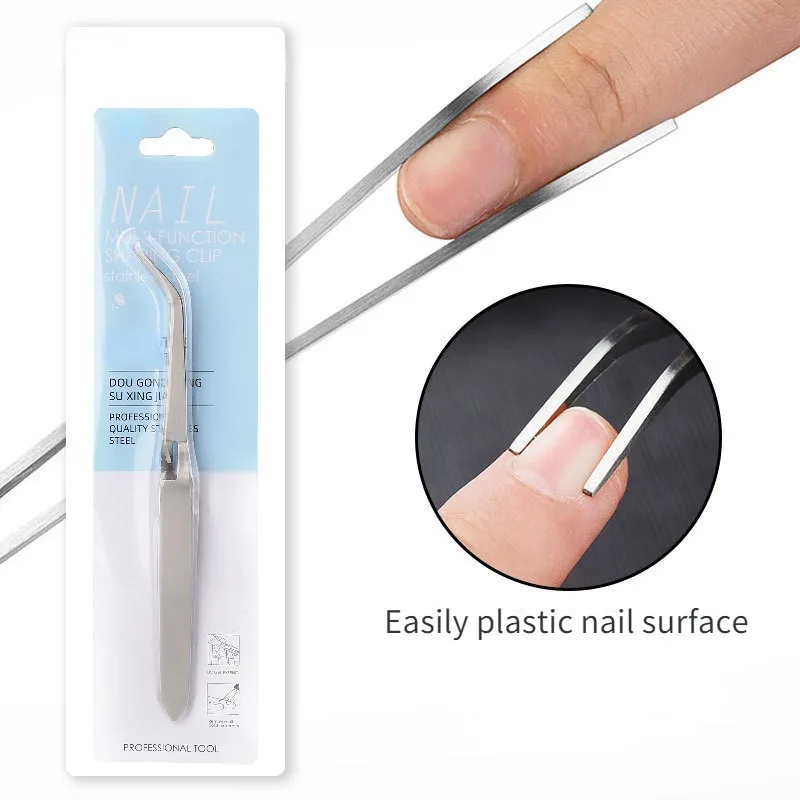 

Stainless Steel Nail Art Tweezers Multifunctional Nail Clip Durable Nail Styling Clip Tweezer Manicure Curve Nipper Nail Tool