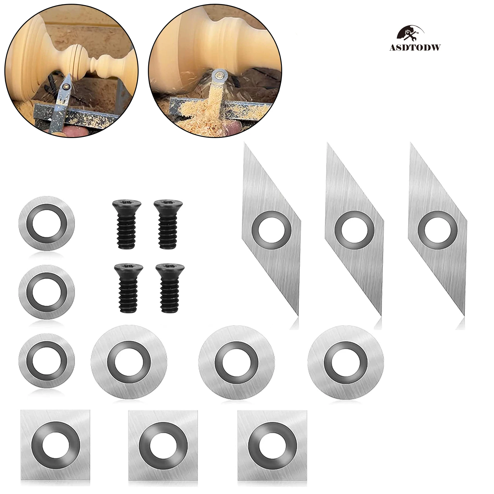 Carbide Inserts Turning Blade Plate Cutter Carbide Wood Lathe Tools with Screws for Woodworking