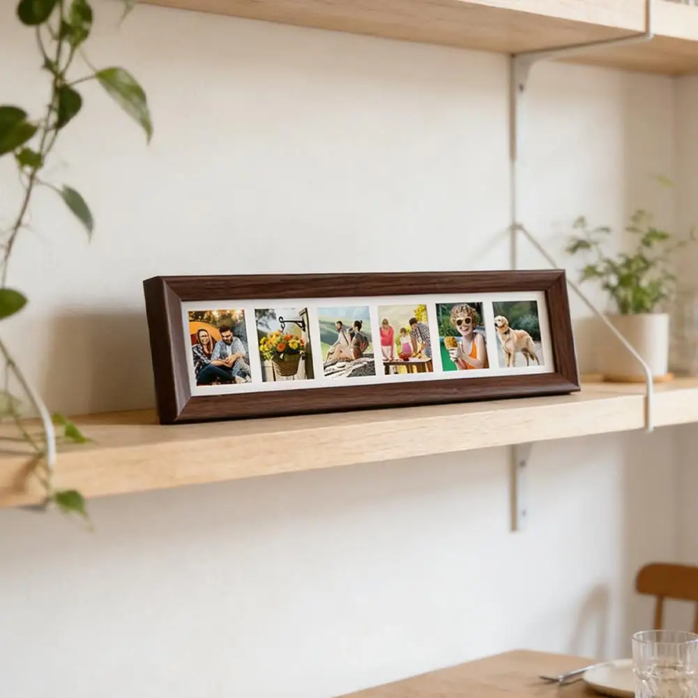 Cornice Portafoto a 6 Aperture per Decorazione Murale, Espositore Multi-Foto Orizzontale o Verticale per Casa e Ufficio - Image 4
