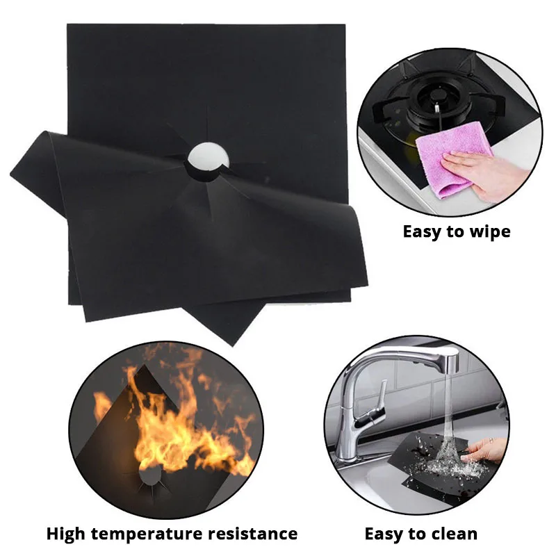 Description Picture 5 of item5-Hole Gas Stove Pad Protective Cover Cleaning Anti-dirty Non-stick Pad Reusable Stovetop Scratch Protector Pads Kitchen Parts