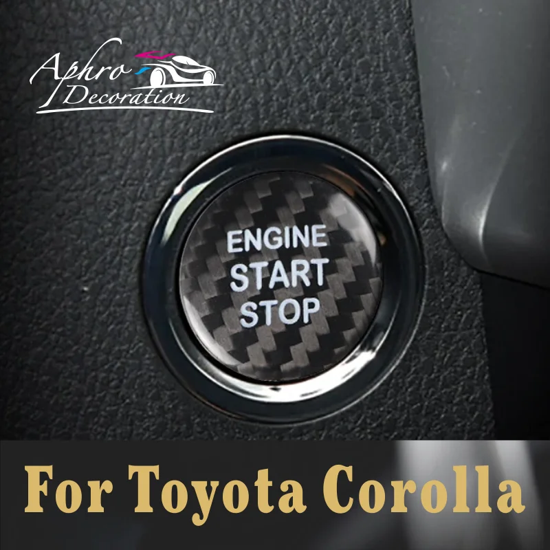

For Toyota Corolla Car Engine Start Stop Button Cover Real Carbon Fiber Sticker 2014 2015 2016 2017 2018