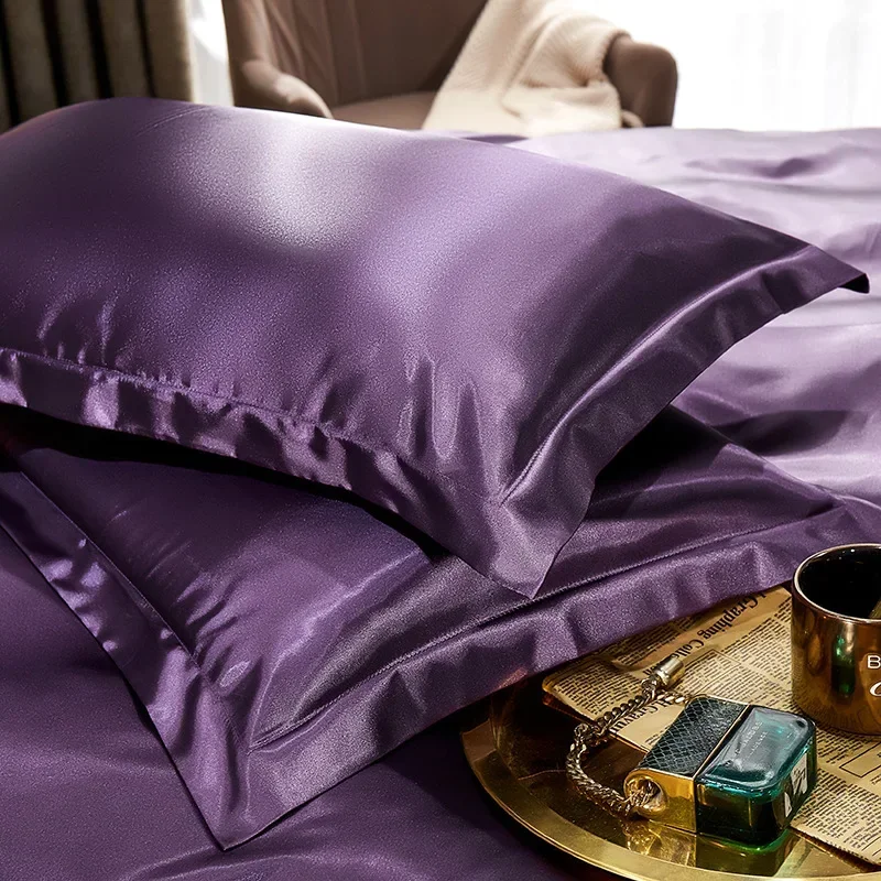 2PCSLuxury Blending Mulberry Silk Pillowcase Satin Soft Silky Two-sided Pillow Case Skin Beauty Skin Friendly Pillow Cover Solid 4