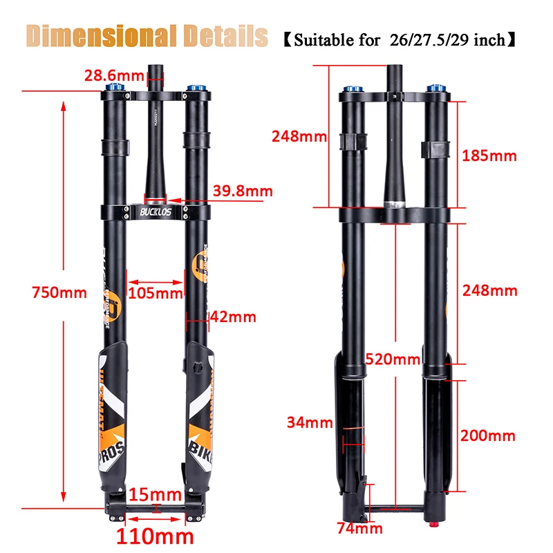 Mountain Bike 15*110mm Inverted Suspension Air Fork Travel 180mm
