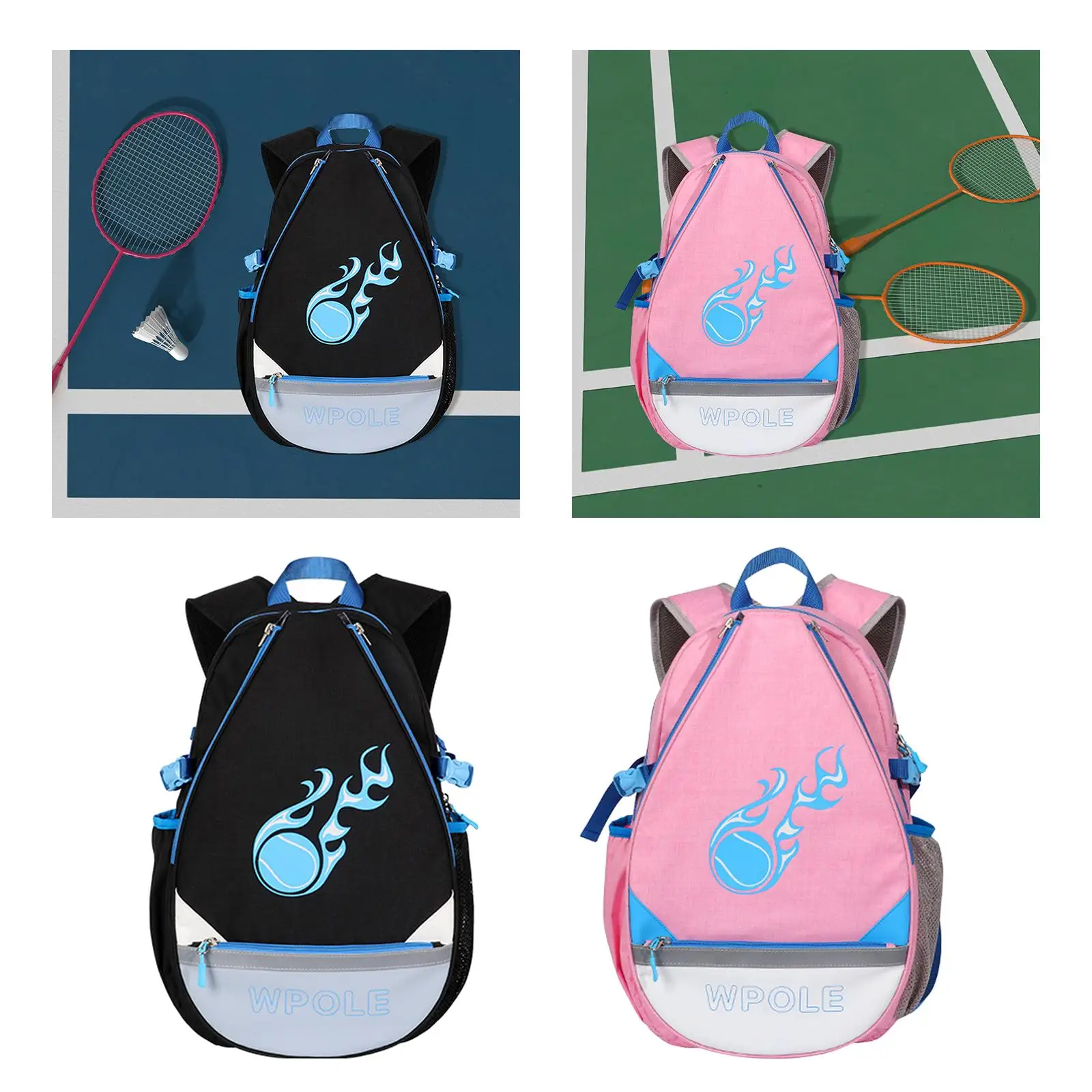 Tennis Bag Accessories Storage Pocket Waterproof Badminton Bag Sports Backpack for Men Women Tennis Badminton Beginners Ladies