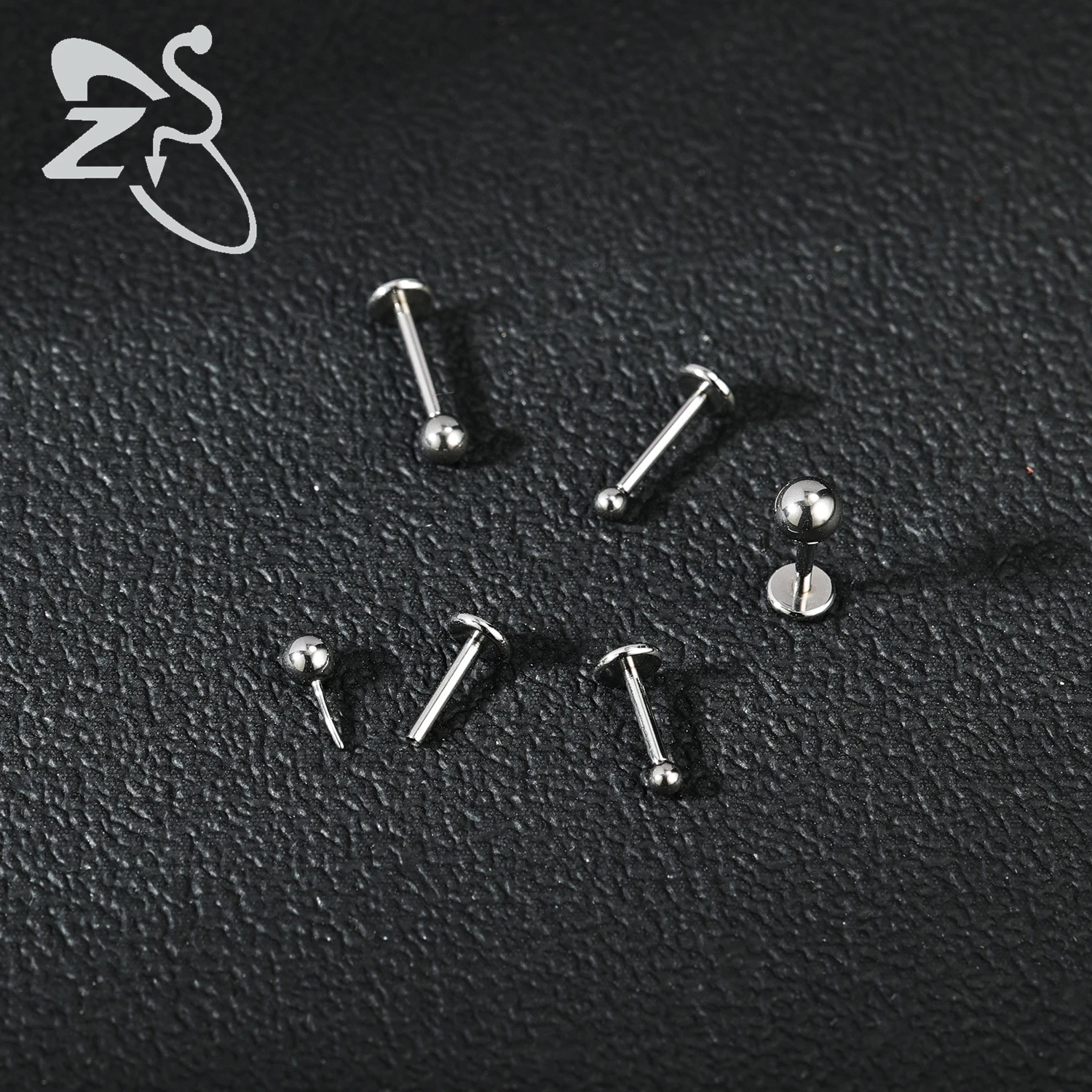 ZS 1PC 18G/20G 실버 컬러 립 스터드 스테인레스 스틸 립 피어싱 여성용 골드 컬러 귀걸이 5mm/6mm/7mm/8mm 바디 쥬얼리