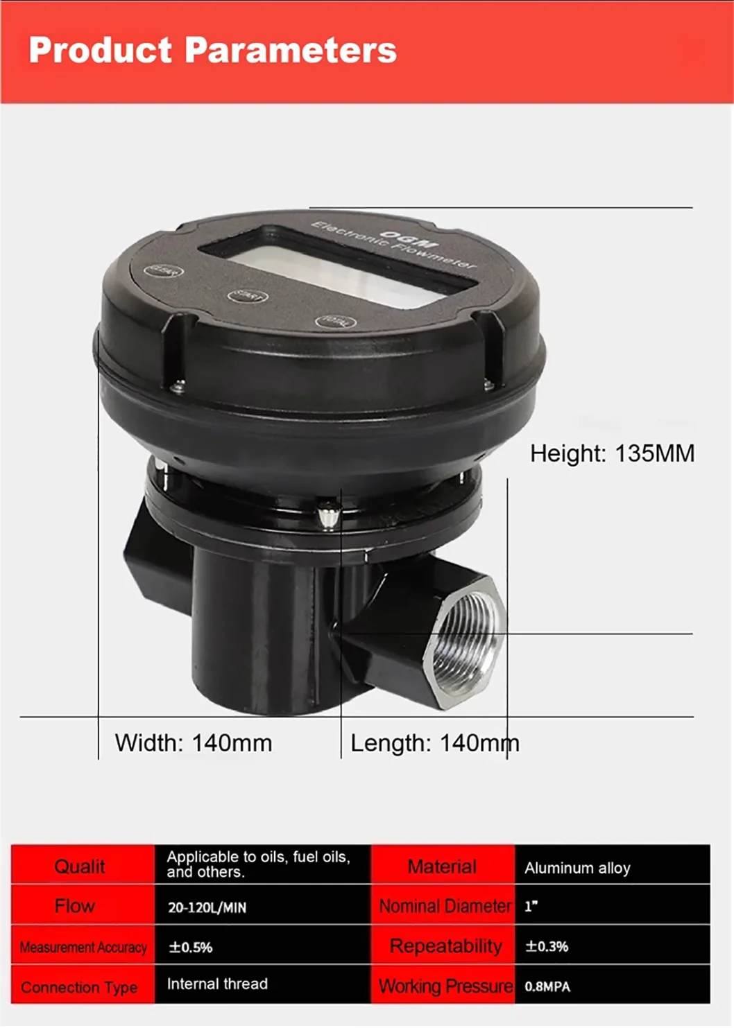 OGM Digital Oval Gear Flow Meter 1inch High Precision Electronic Fuel Diesel Pet