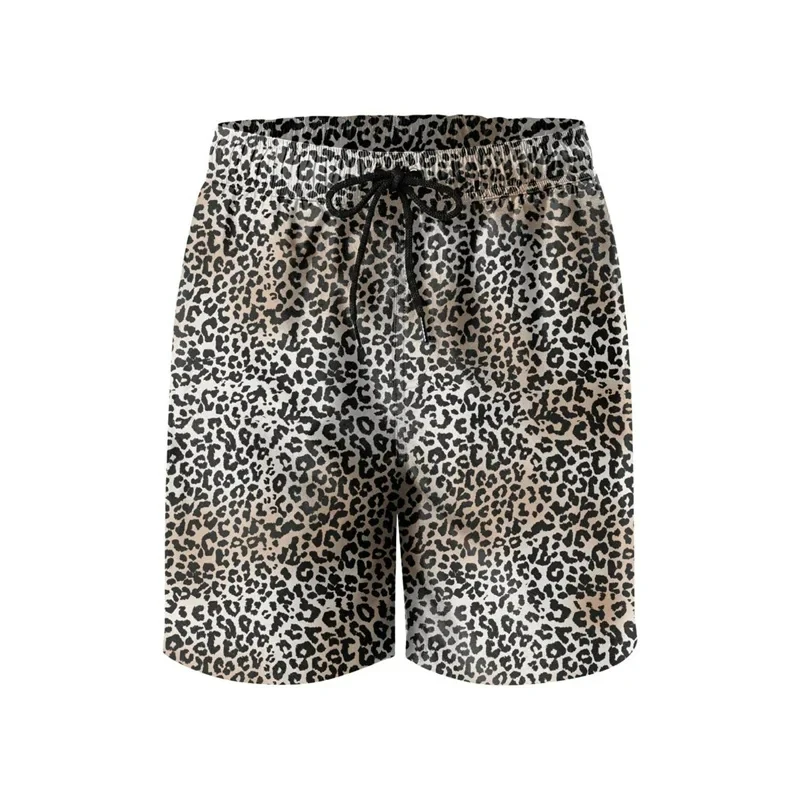 2024 Men's Casual Shorts Men's Leopard Print 3D Printed Beach Shorts Casual Suitable for Surfboard Personality Summer 3