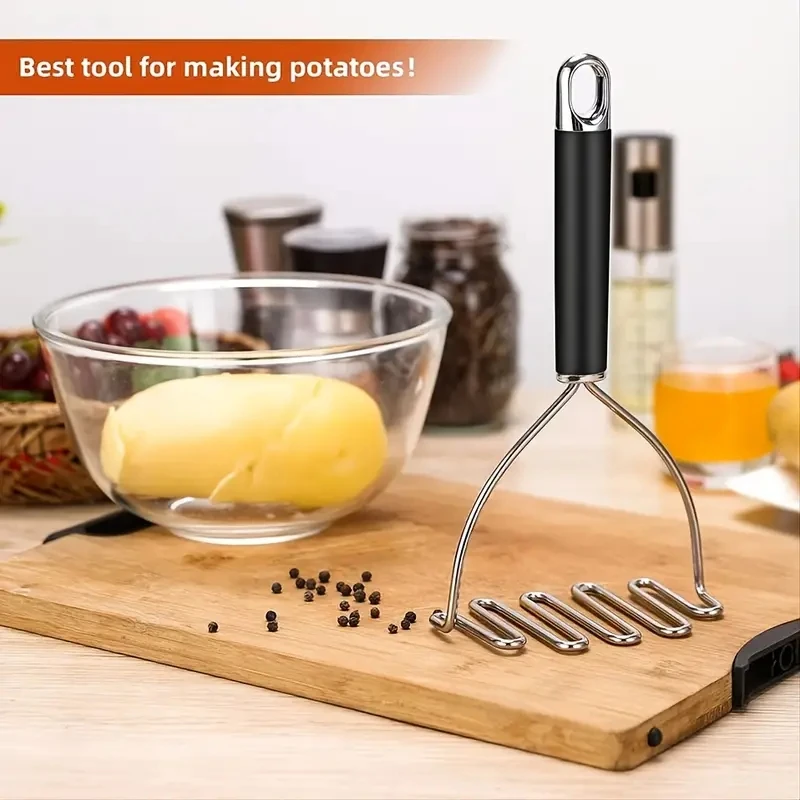 1pc Heavy Duty Stainless Steel Potato Masher-Perfect for Mashed Potatoes, Beans, Avocado & More-10.25in Potato Masher