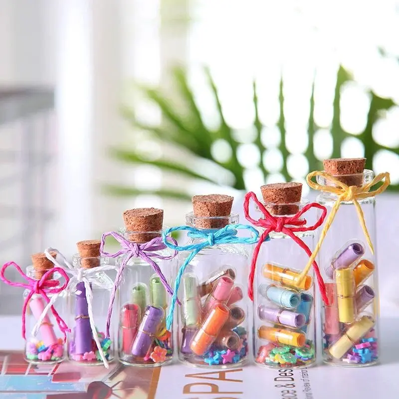 1/2/3X 2/5/10/20ml Small Bottle Plastic Jars Decoration DIY PET Containers Mini Cheap Message Vials Ornaments Cork Stopper Jar