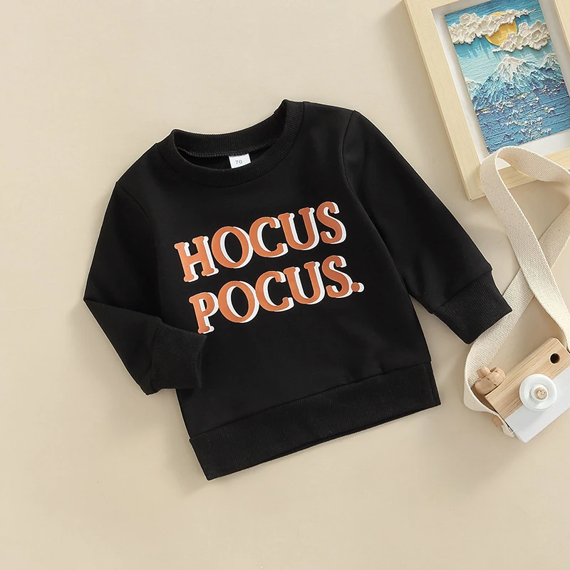 FOCUSNORM 3 Colors Halloween Baby Girls Boys Sweatshirt Tops 0-3Y Letter Printing Long Sleeve Pullover Outwear