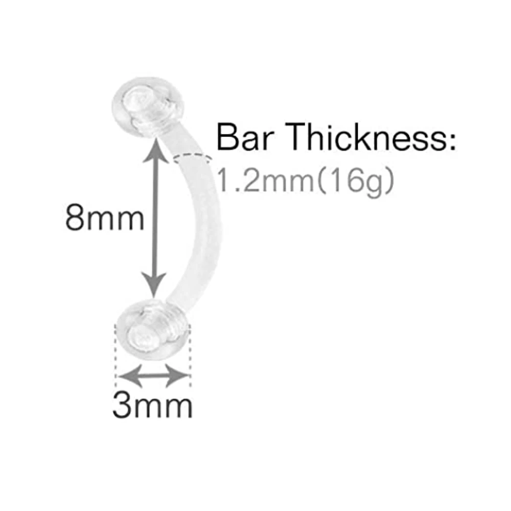 Clear Piercing Retainers Septum Retainer Studs Flexible Lip Ear Nose Tongue Ring Nipplering Cartilage Rook Daith Horseshoe