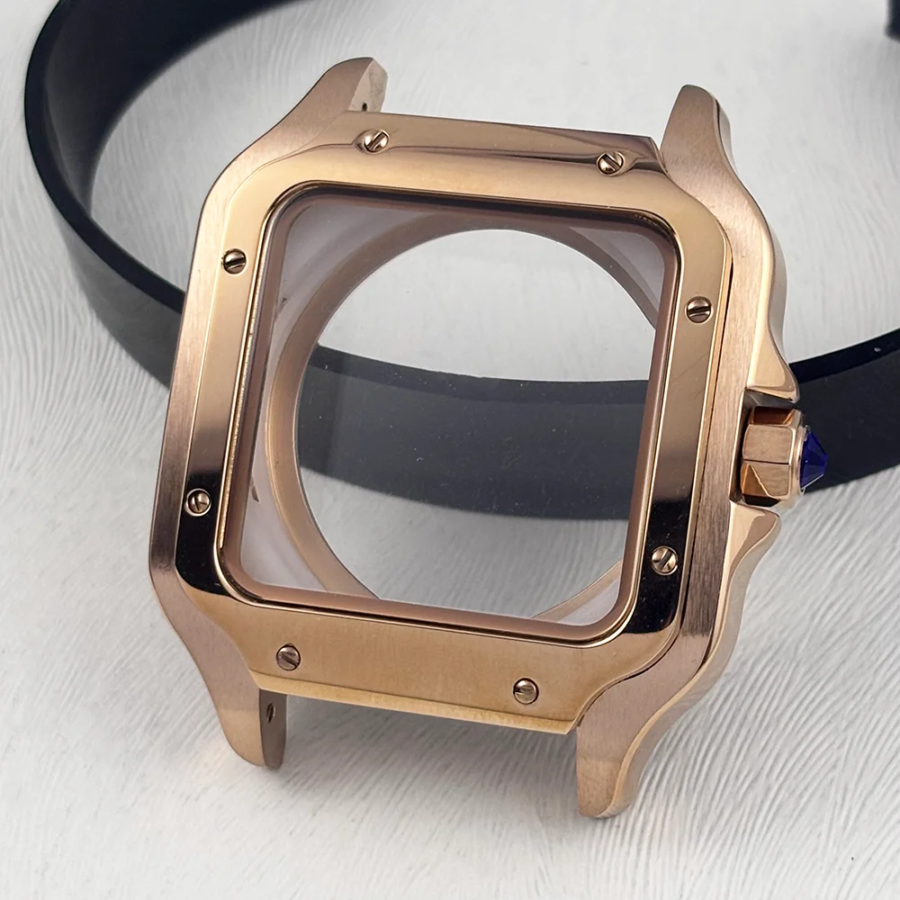Silver Gold 316L Stainless Steel Square Watch Case for Santos Mod Accessories