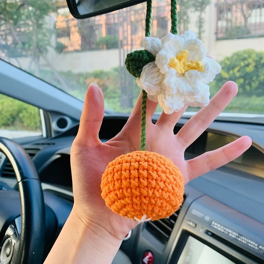 New Cute Potted Plants Crochet Car Basket,Hanging Plant Crochet For Car  Decor,Car Ornament Rear View Mirror Hanging Accessories - AliExpress