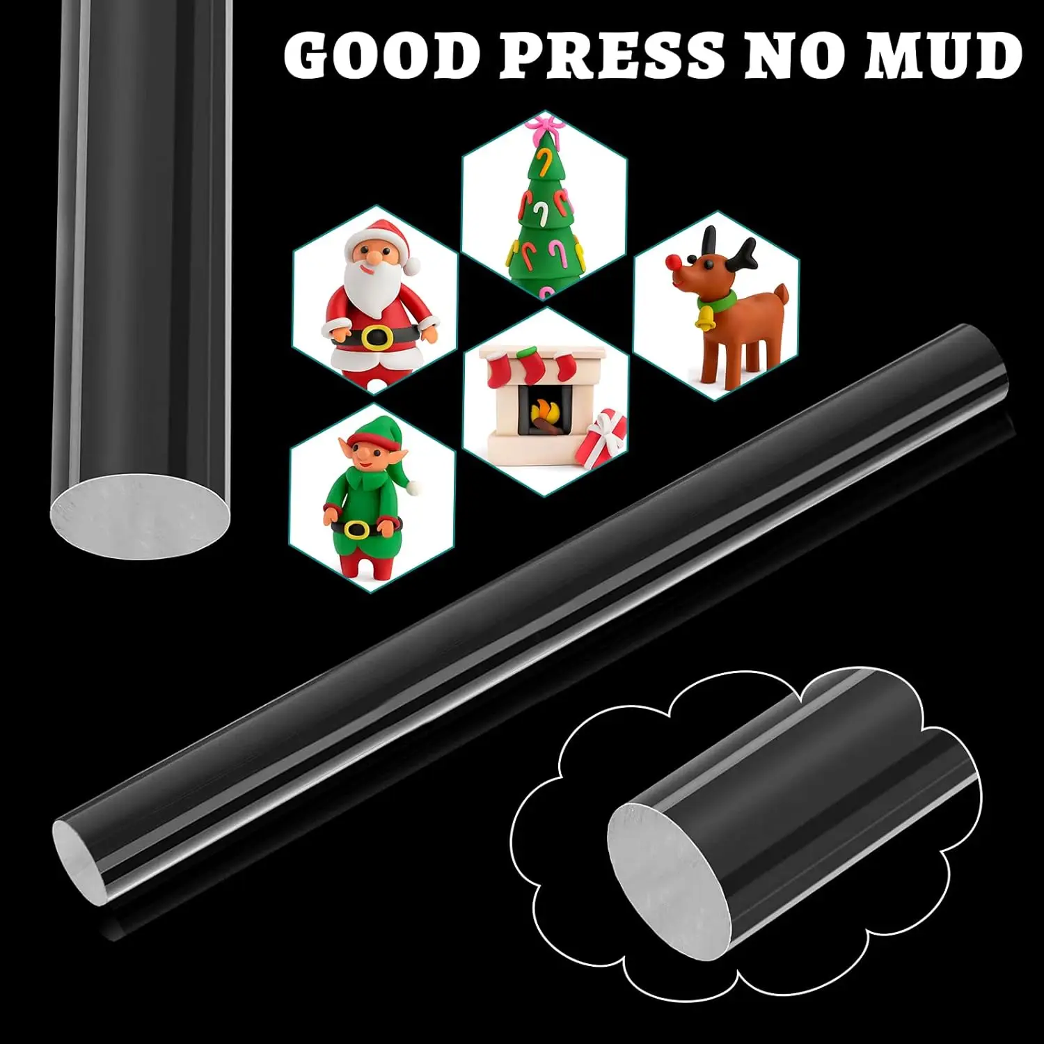 Smooth Acrylic Clay Rollers Solid Tube Clay Roller Clear Rolling Pin Polymer Tools for DIY Crafts Sculpting Handmade Art