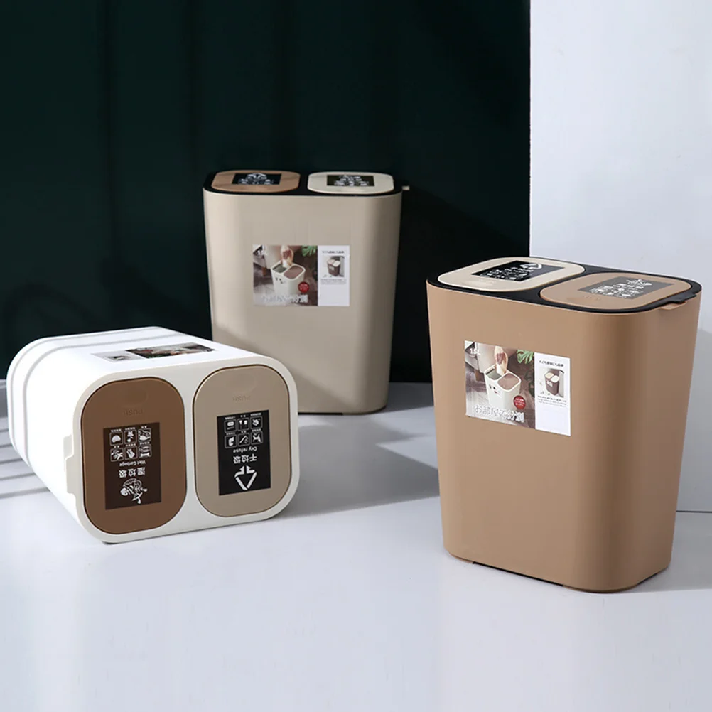 

Garbage Bin Classified Can Trash Can Bedroom Double- deck Waste Bin Container for Home Office Hotel