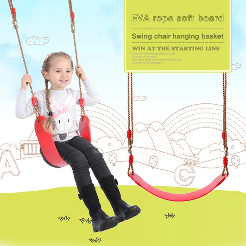 

Kids Plastic Swings Garden Tree Swing Rope Seat For Kids Color EVA Soft Board U-shaped Swing Kindergarten Playground Swing