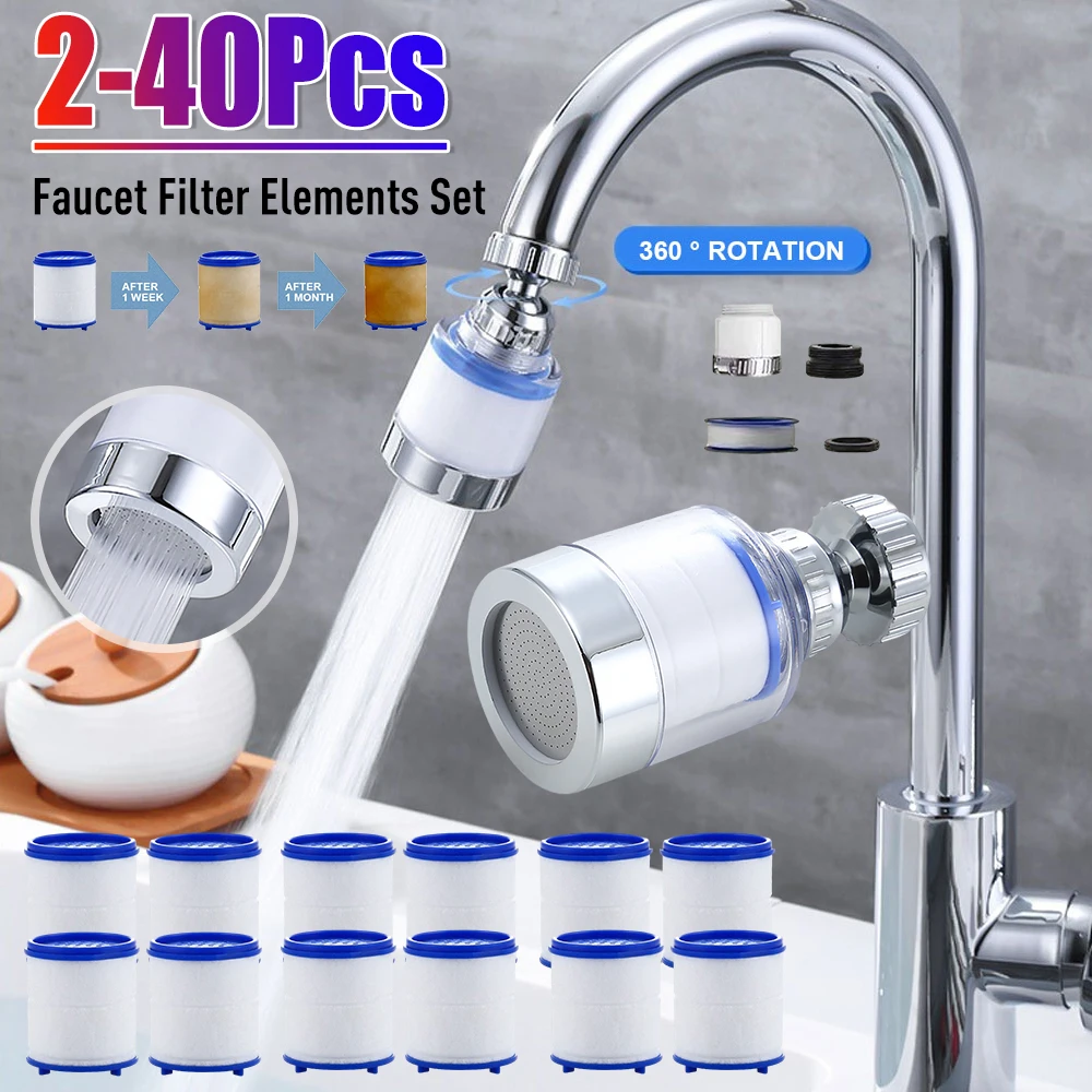 Faucet Filter Element Water Purifier Filter Remove Chlorine Heavy Metal Faucet Adapter PP Cotton Filtration for Kitchen Bathroom 1