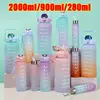 1-3PCS Set Sports water Bottle High Temperature Resistant Graduated Straw Cup Rainbow Frosted Progressive Color Water Cup P