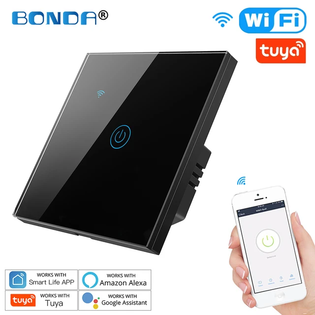 Tuya WiFi Smart Light Switch Eu Luxuray Glass Panel Touch Sensor Smart Life Wall Switch 220V Voice Work with Alexa Google Home 656 Black 01