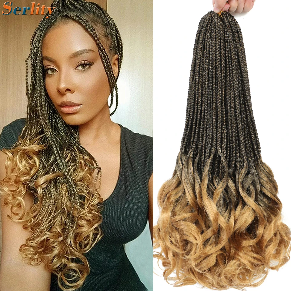 14 18 Inch French Curl Goddess Braids Crochet Hair Soft Synthetic Box Braids Loose Wave French Curls Braiding Hair Pre Stretched 3