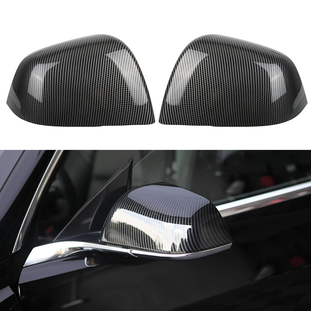 ForTeslaModelYRearViewMirrorCoversCarbonFiberDecorative