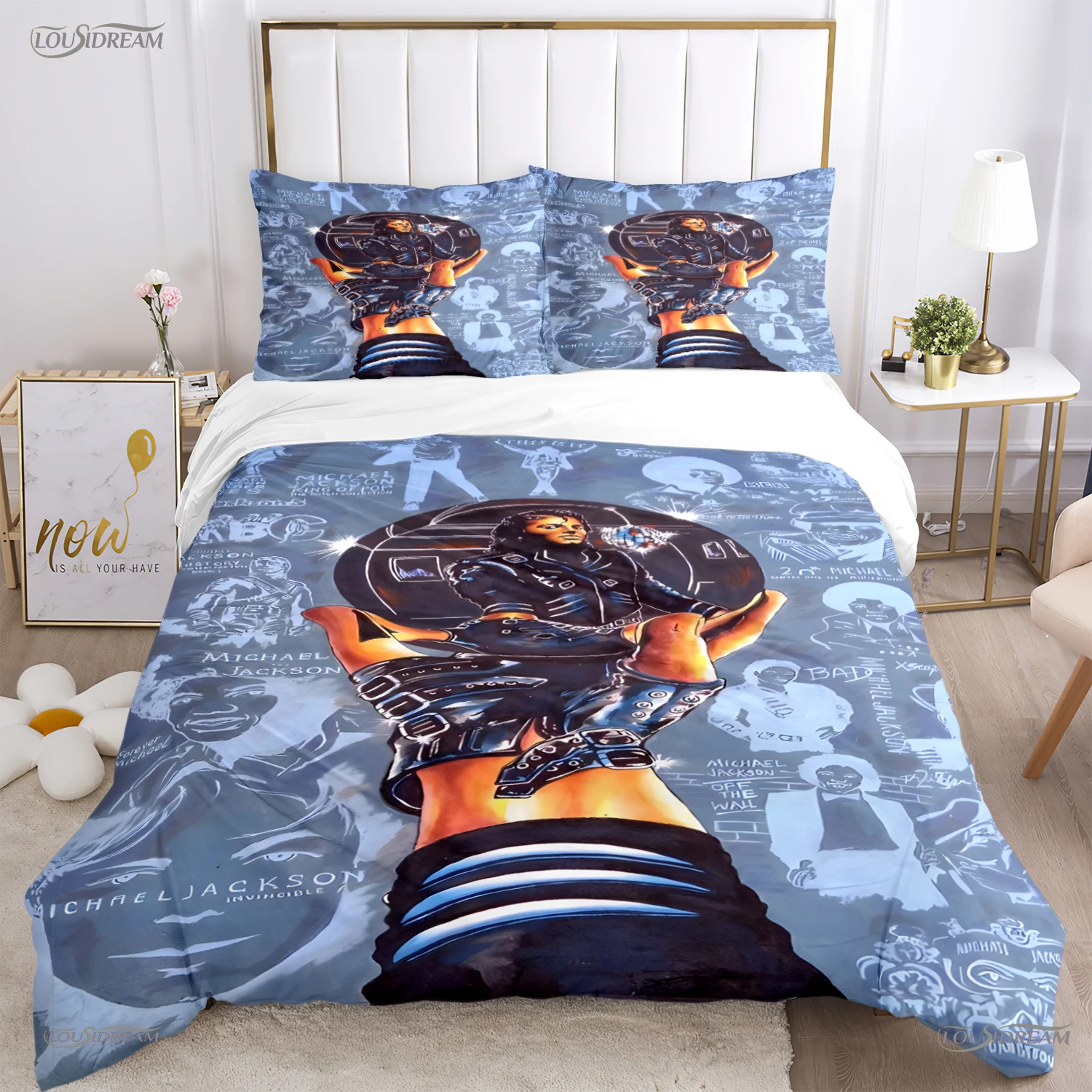 Michael Jackson Parure De Lit 3 Pièces Avec Housse De Couette Et Taie D' Oreiller, Microfibre, Impression Numérique 3D (housse De Couette Et Taies D' Oreiller) (6, King 220 X 240 Cm