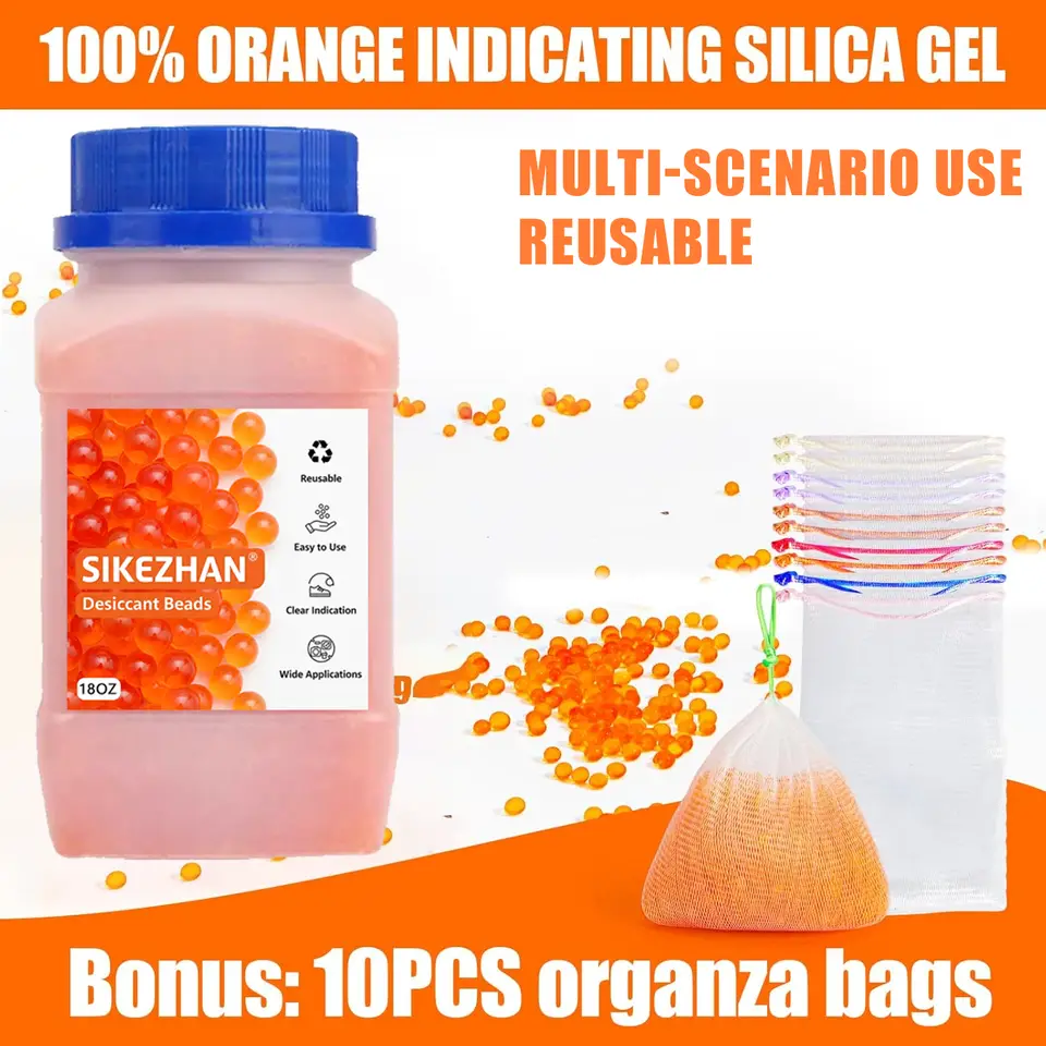 Blue/Orange Indicating Silica Gel Desiccant Beads,Reusable Moisture Absorber for Storage,Closets,Electronics,3D Printer Filament image 1