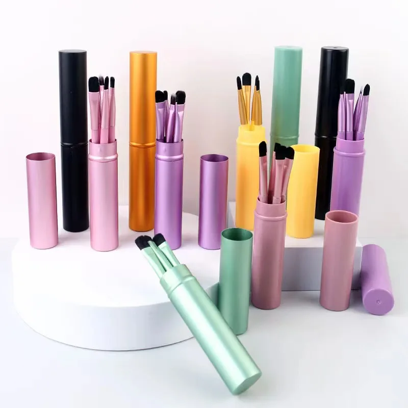 5 Pezzi Di Pennelli Per Trucco Portatile Da Viaggio Professionale Mini Set Di Pennelli Per Trucco Per Labbra Con Pennello Per Sopracciglia Eyeliner Pe