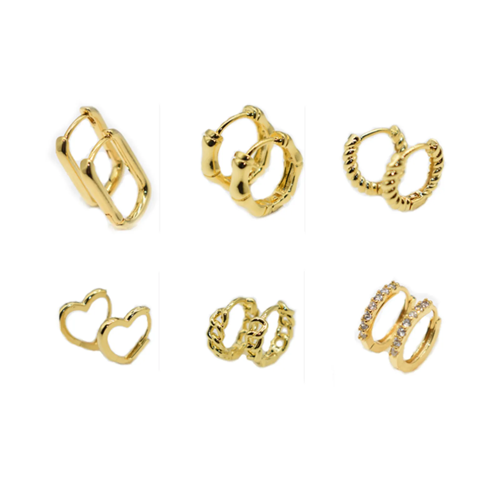 

6Pcs/Set Classic Naver Fade Earrings Buckle Women Gold Filled Circle Hoop Fine Jewelry Accessories Diameter Approx. 10MM