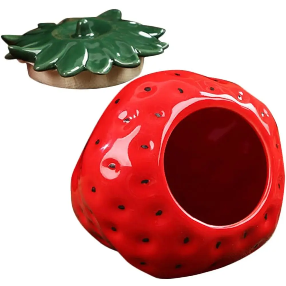 Strawberry Shaped Ceramic Tea Caddies Creative Moisture-proof Coffee Storage Decorative Porcelain Durable Tea Jar