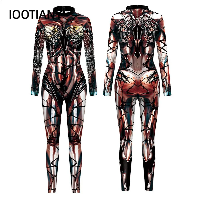 IOOTIANY Punk Style The Wonder Magic Heroes Pattern 3D Print Sexy Bodysuits Cosplay Costume Jumpsuit Adults Onesie Skinny Outfit