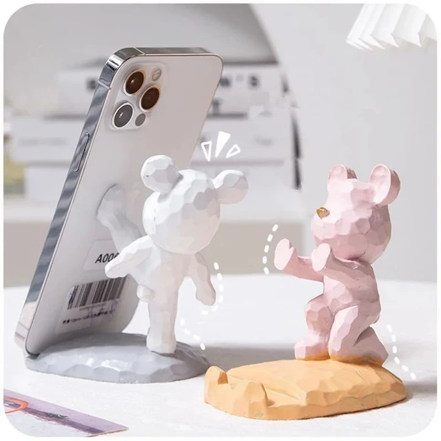 Home Decoration Violent Bear Phone Holder kawaii Desk Accessories Aesthetic  kawaii Room Decor Gadgets Desktop Sculpture Gaming - AliExpress