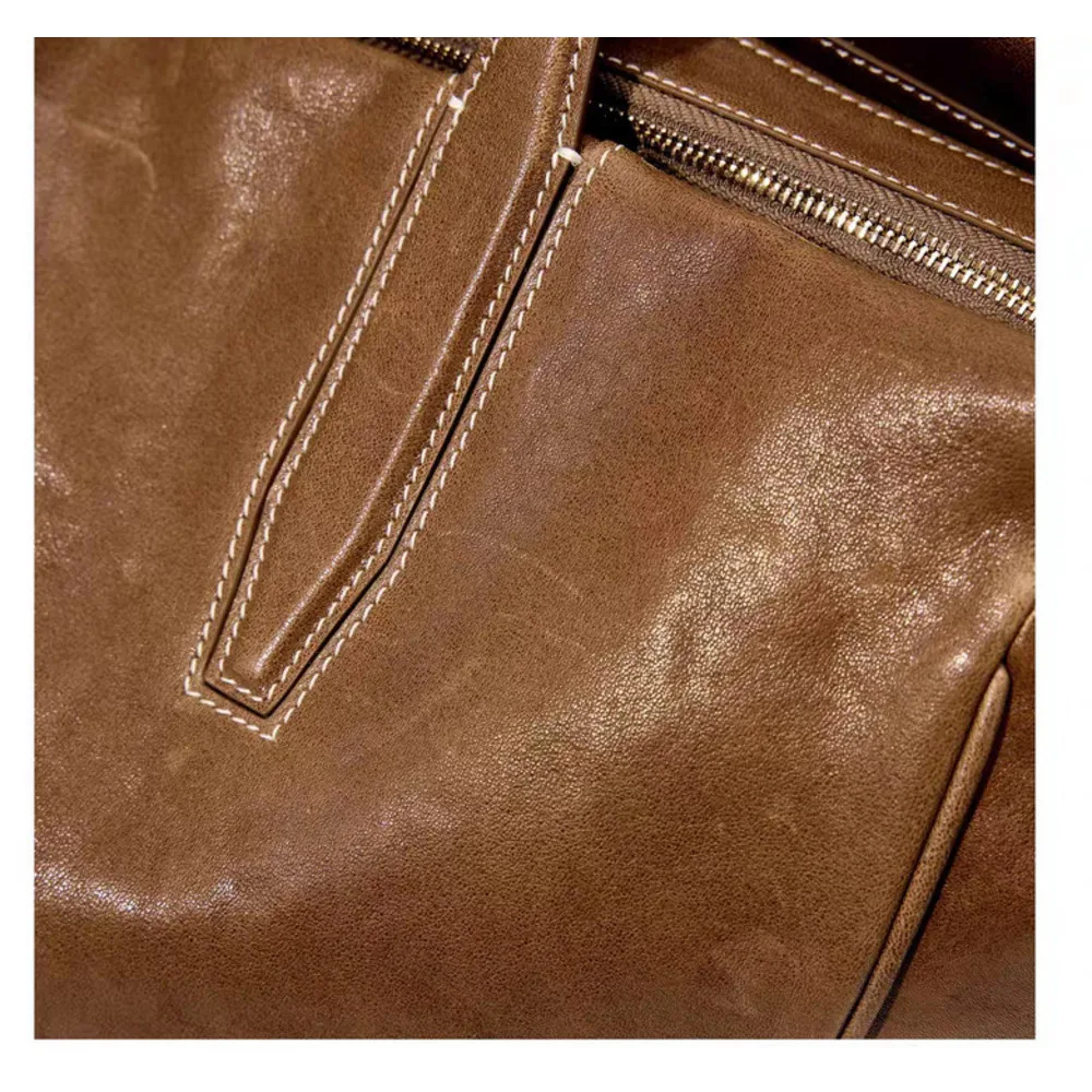 Unisex Leather Backpack Vegetable Tanned Leather Handbag_voghion.com