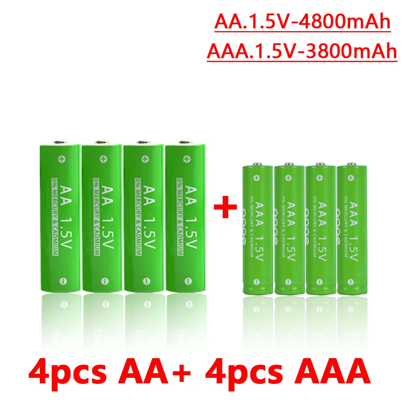 알카라인 충전식 배터리, aa 1.5v aa 및 aaa, 3800mAh aaa 충전식 배터리, 4800mAh aa