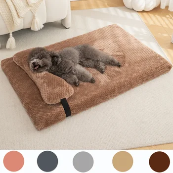 S310c99c2babb41308d6bea08cd4d5fb5a.png Warm Calming Dog Bed with Pillow Fluffy Plush Dog Mat for Dog with Removable Washable Cover for Large Medium Small Dogs and Cats